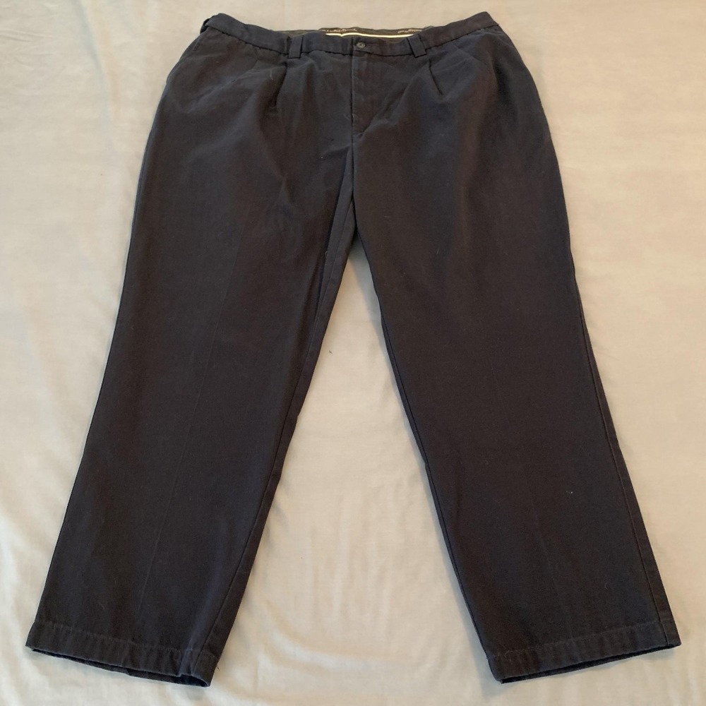 Oak Hill‎ Pants Mens 44x30 Black Pleated Chino Straight Leg Big & Tall Casual